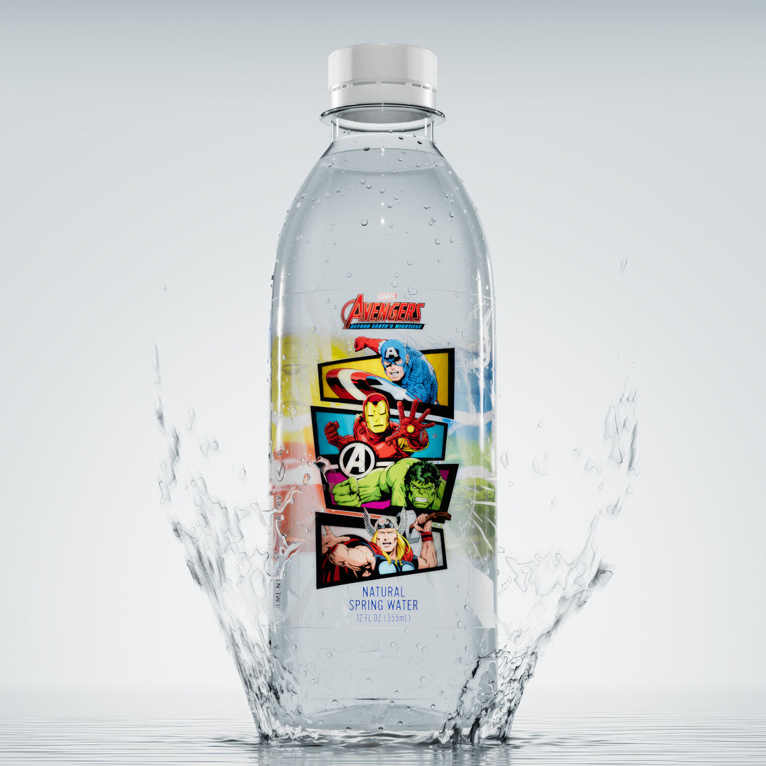 Marvel Avengers "60th Anniversary Beyond Earth's Mightiest" Bottled Water Bottled Water - 100% Natural Spring Water