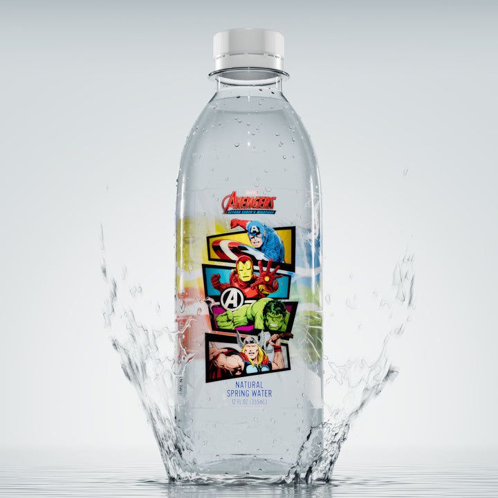 Marvel Avengers "60th Anniversary Beyond Earth's Mightiest" Bottled Water Bottled Water - 100% Natural Spring Water